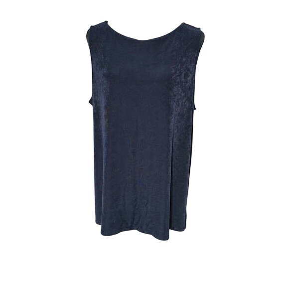 Chico's Shirt Size 3 XL Navy Blue Traveler Classic Side-Slit Tank India Ink - Picture 1 of 10